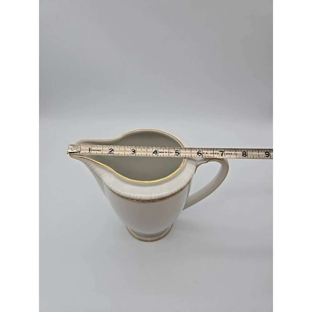Rorstrand Sweden Porcelain Pitcher Fine China White & Gold Trim 6.5
